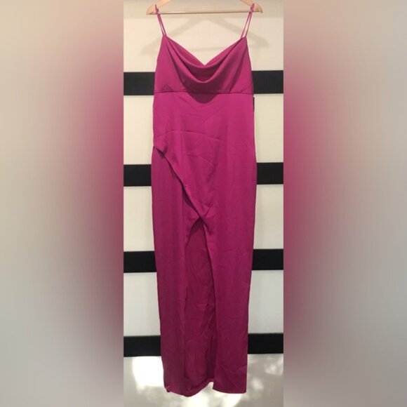 Aidan by Aidan Mattox Women's Pink Cowl-Neck Front-Slit Sleeveless Gown, Size 14 - Picture 3 of 9